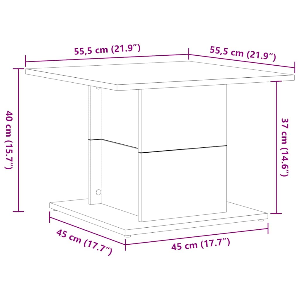 Mesa de centro Carvalho preto 55.5 x 55.5 x 40 cm