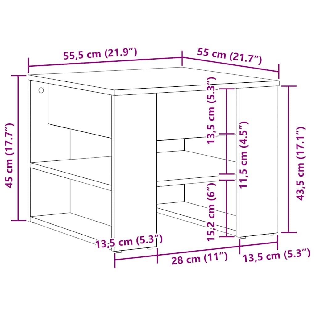 Mesa de centro Carvalho preto 55.5 x 55 x 45 cm