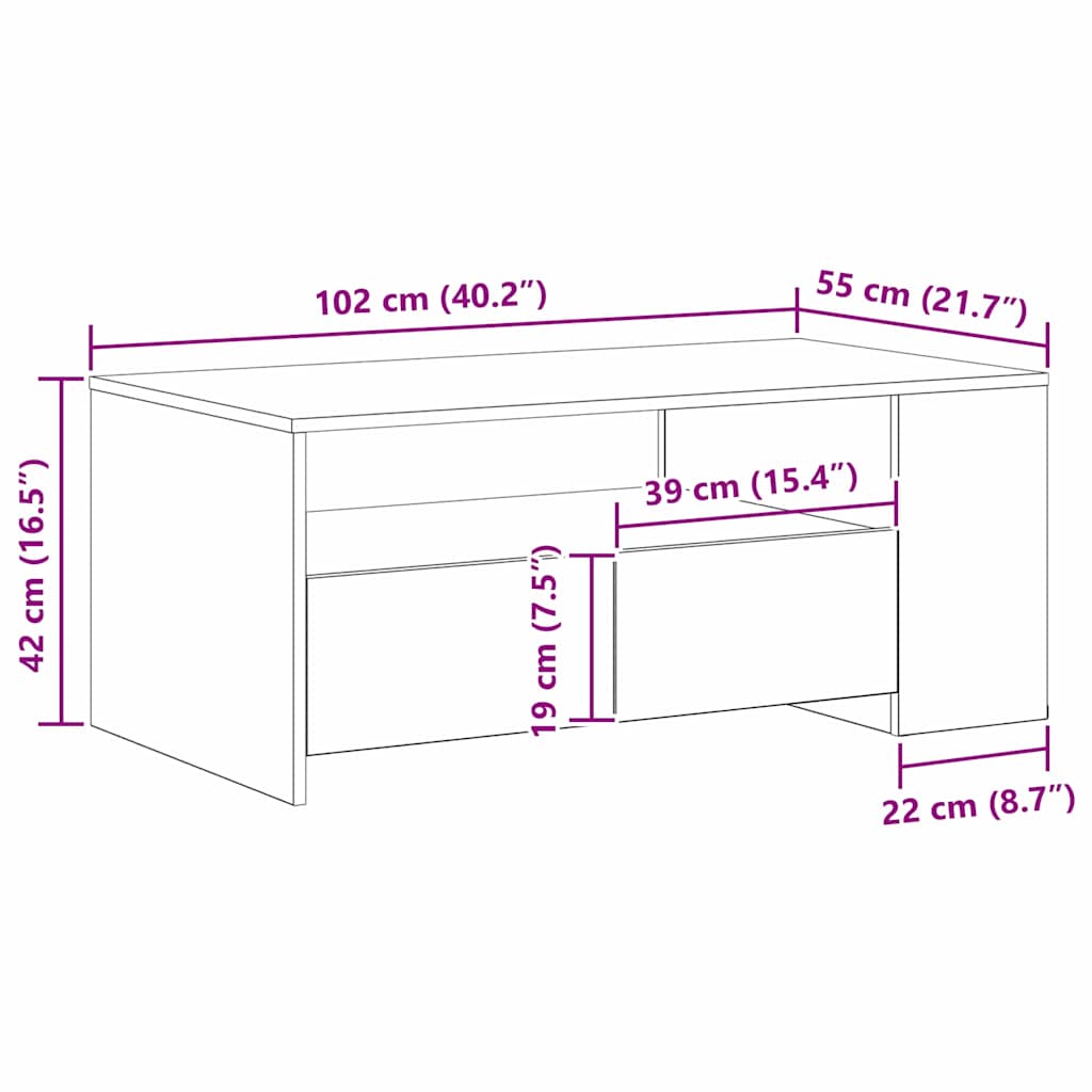 Mesa de centro with Drawer Madeira antiga 102 x 55 x 43,5 cm