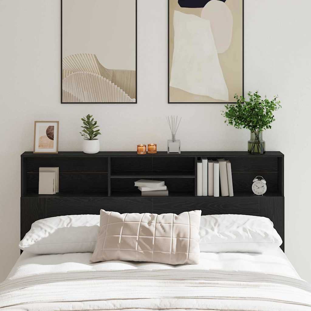 Cabeceira com Armário Carvalho preto 180 x 19 x 103.5 cm