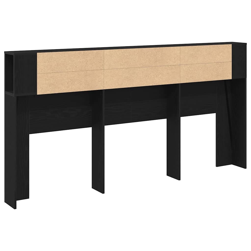 Cabeceira com Armário Carvalho preto 200 x 18,5 x 104,5 cm