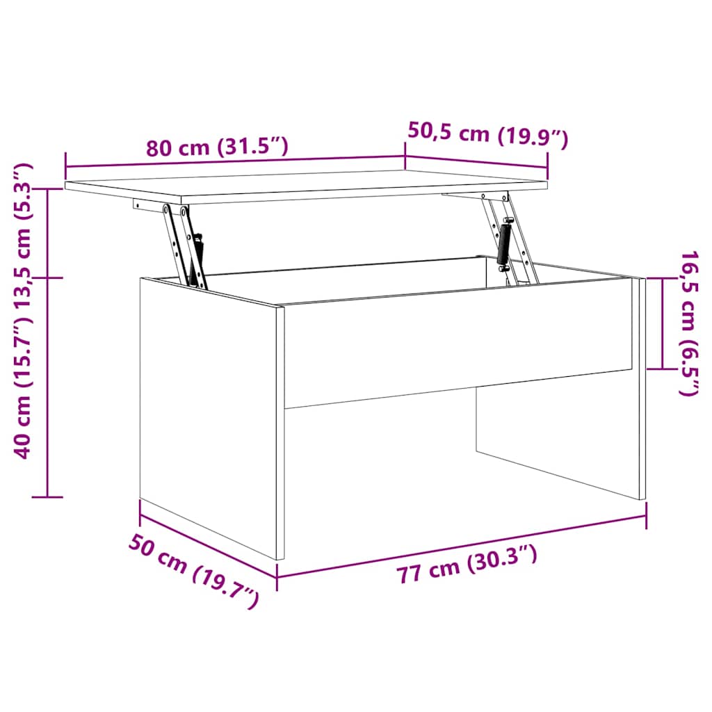 Mesa de centro Carvalho Preto 80 x 50.5 x 41.5 cm
