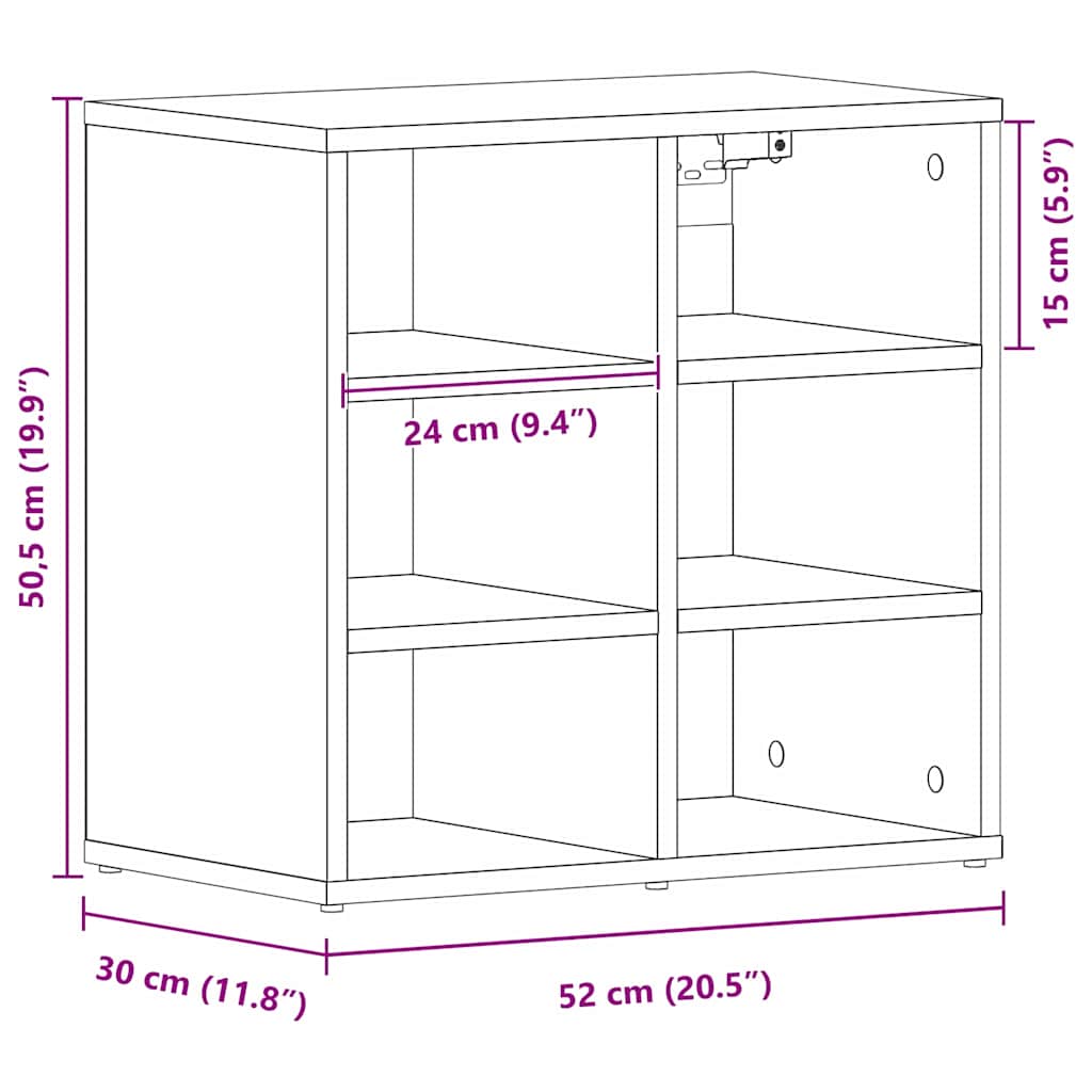 Armário de Sapatos Carvalho Preto 52 x 30 x 50,5 cm