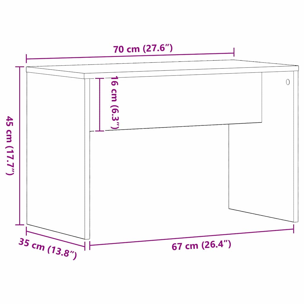 Banquinho de Maquiagem Carvalho preto 70 x 35 x 45 cm