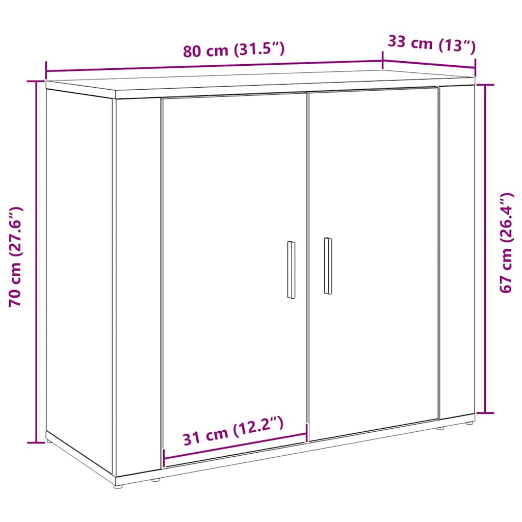 Aparador Carvalho preto 80 x 33 x 70 cm Madeira processada