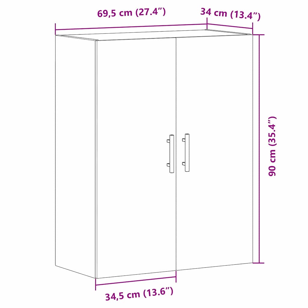 Estante de Parede Carvalho preto 69.5 x 34 x 90 cm