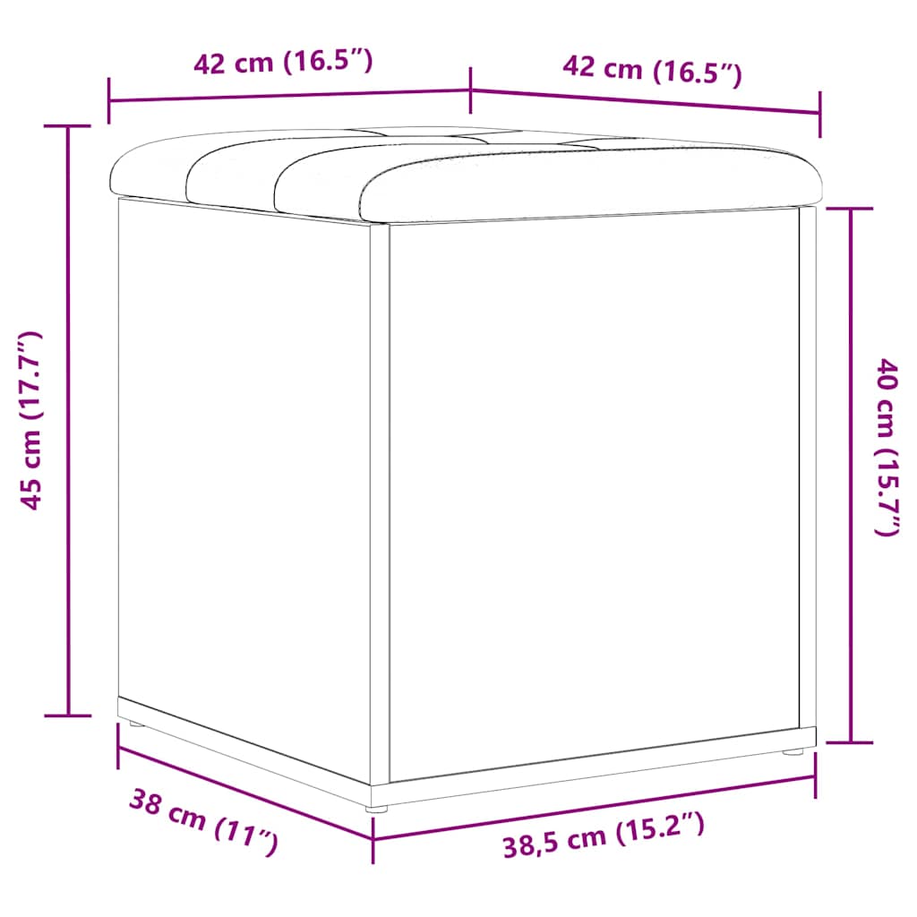 Banco de Armazenamento com porta Carvalho preto 42 x 42 x 45 cm