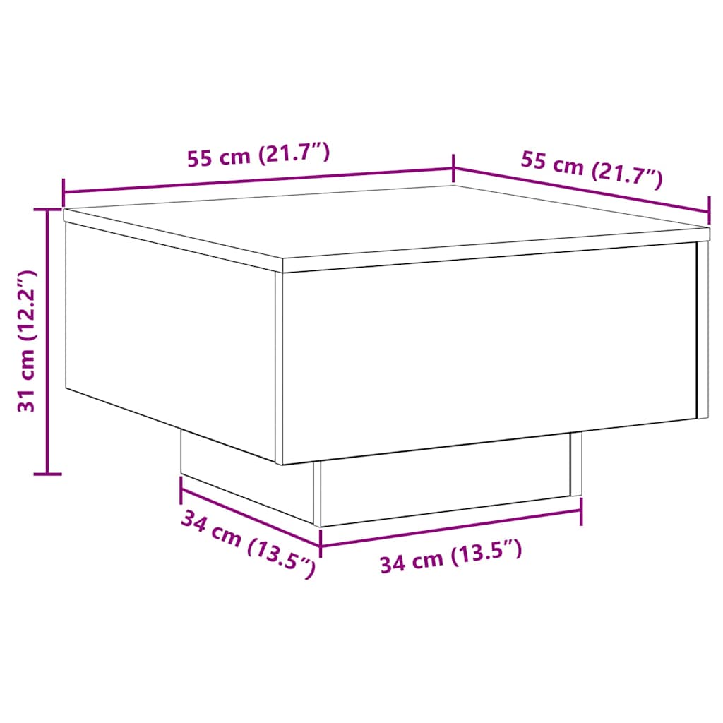 Mesa de centro carvalho artisiano 55 x 55 x 31 cm
