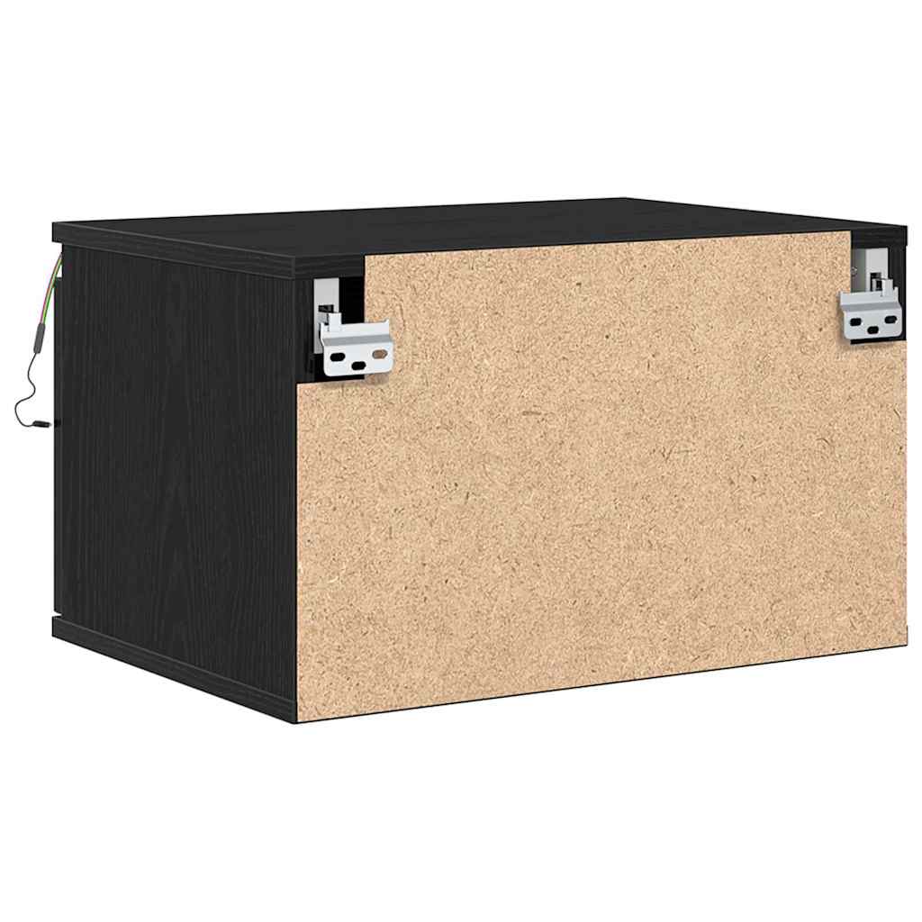 Armário de Cama Montado na Parede com gaveta com Carvalho Preto