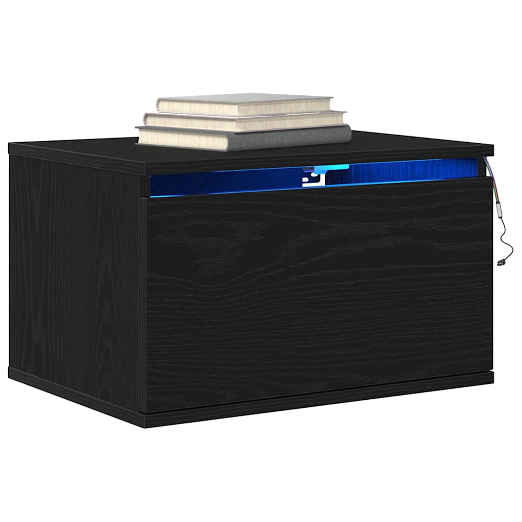 Armário de Cama Montado na Parede com gaveta com Carvalho Preto