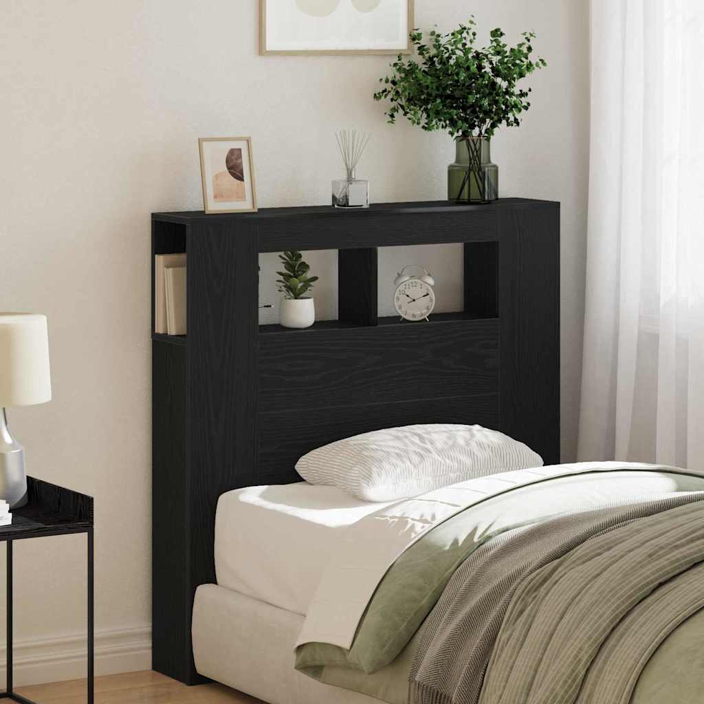 Cabeceira LED Carvalho preto 100 x 18.5 x 103.5 cm