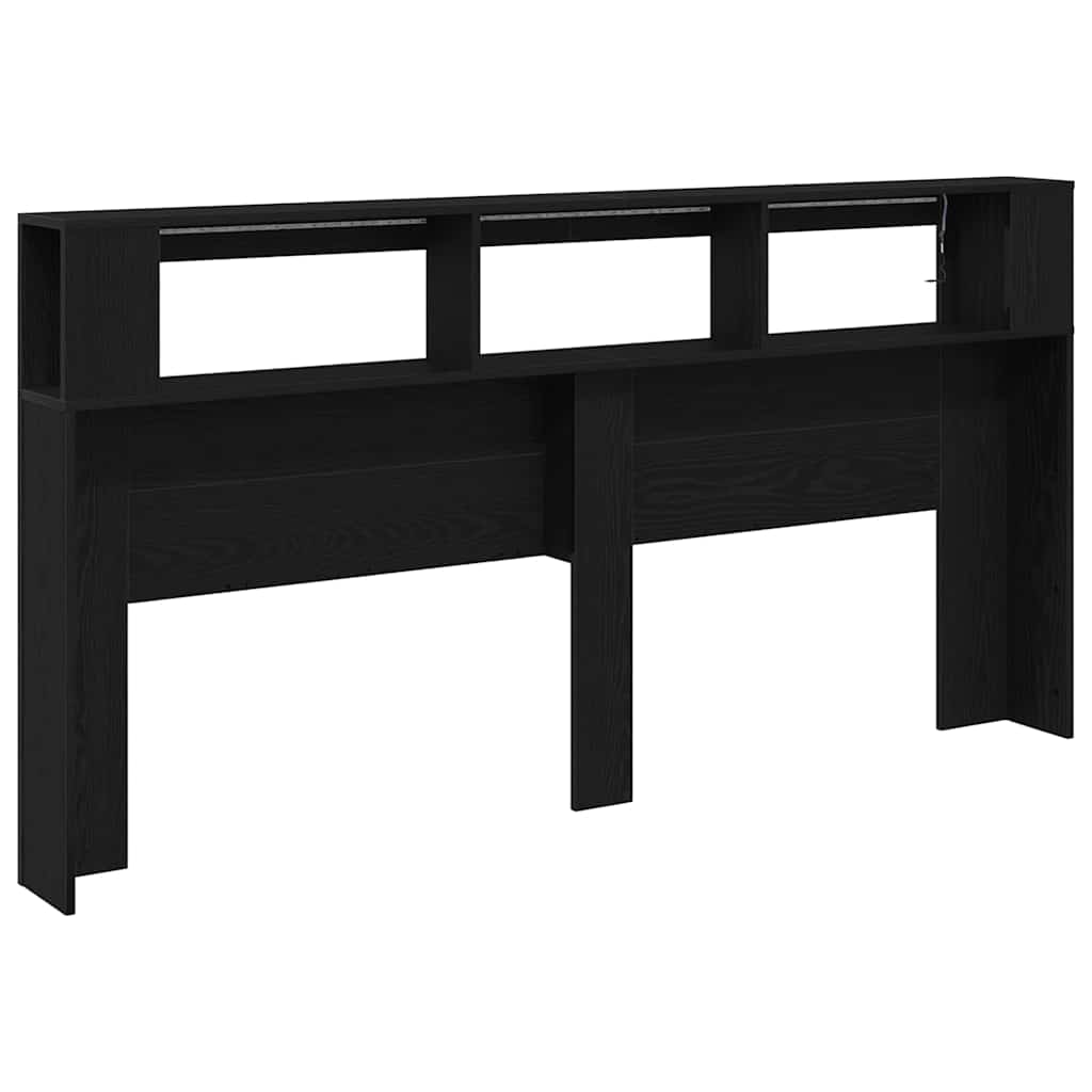 Cabeceira LED Carvalho preto 200 x 18.5 x 103.5 cm
