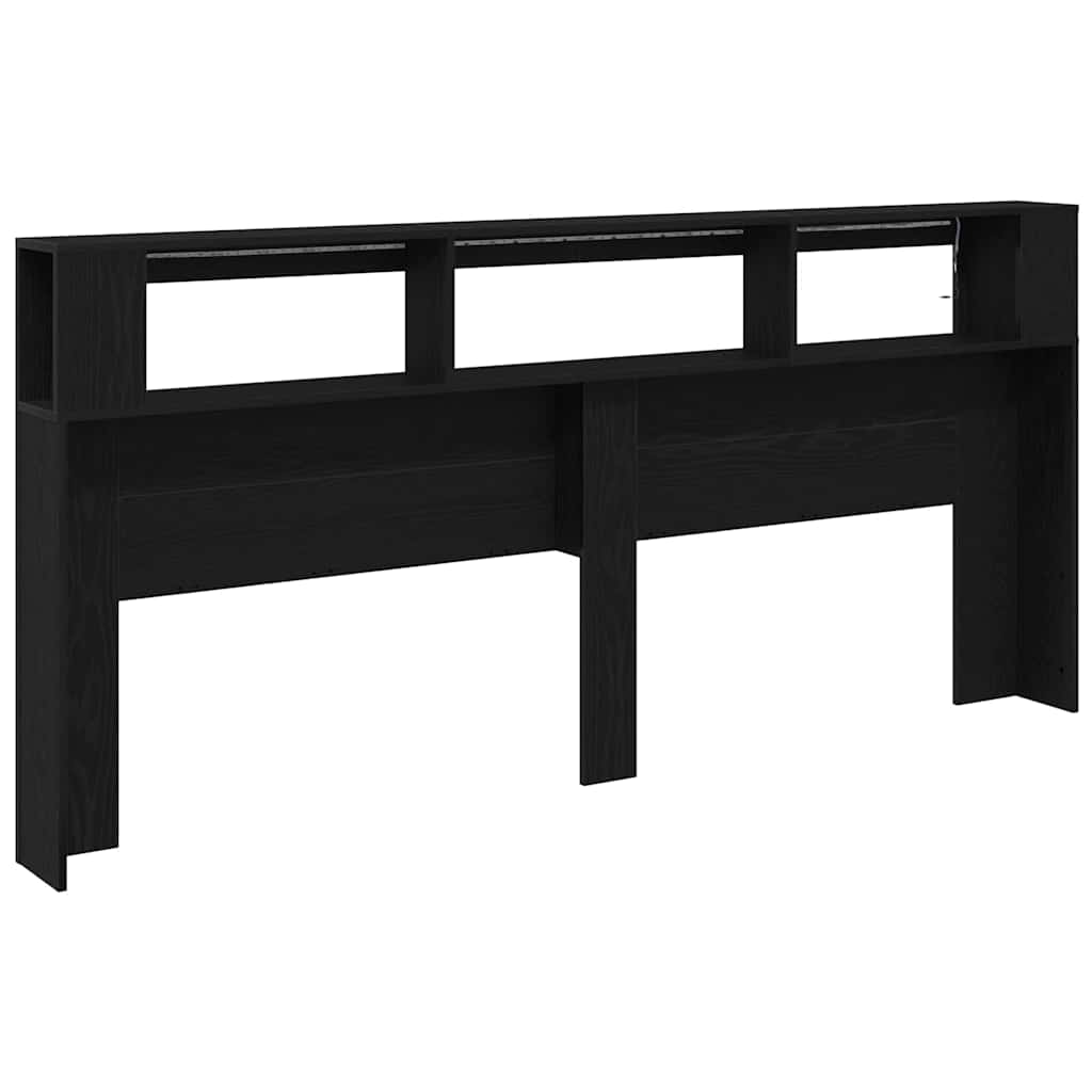 Cabeceira LED Carvalho preto 220 x 18.5 x 103.5 cm