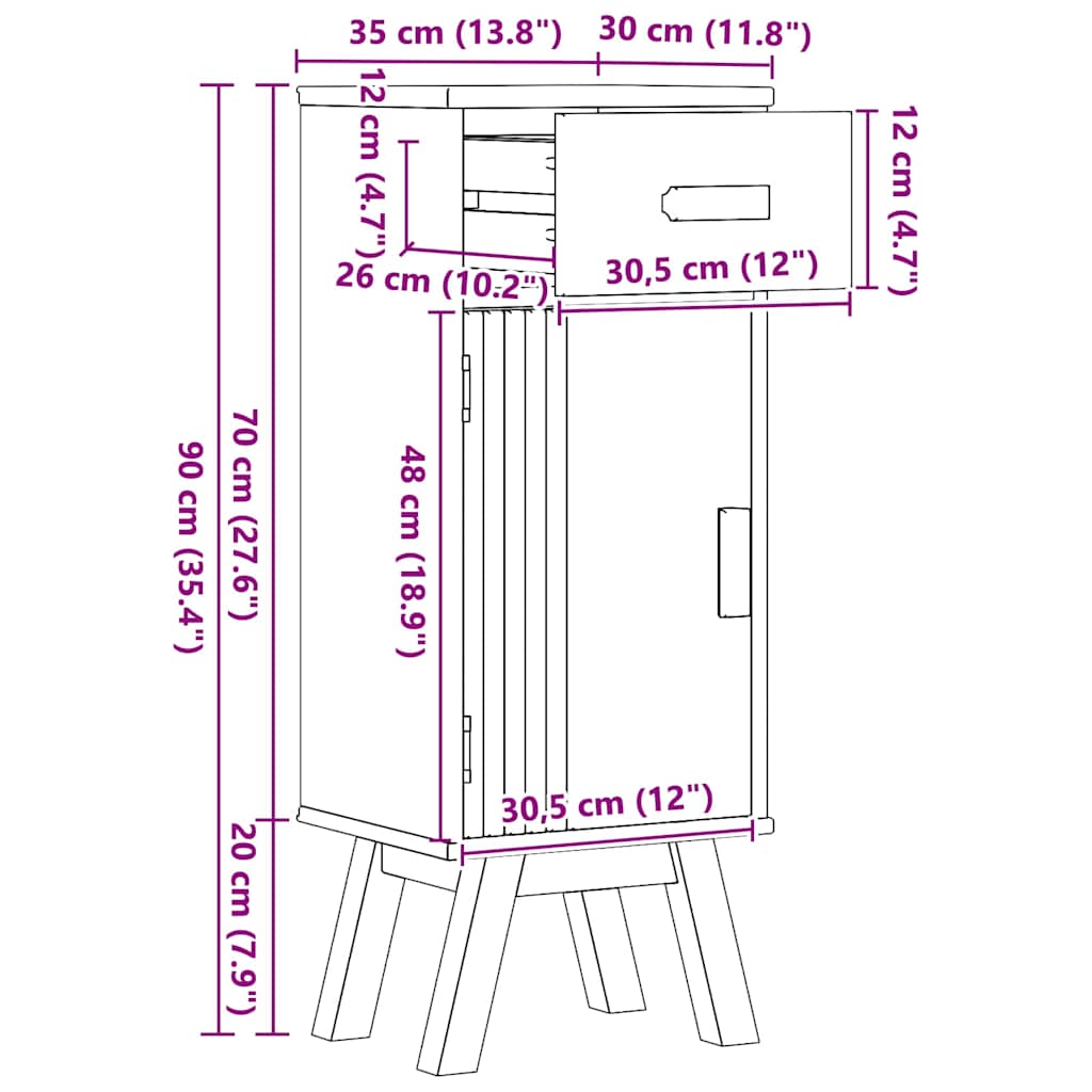 Armário de Banheiro com porta Olden Castanho 35 x 30 x 90 cm