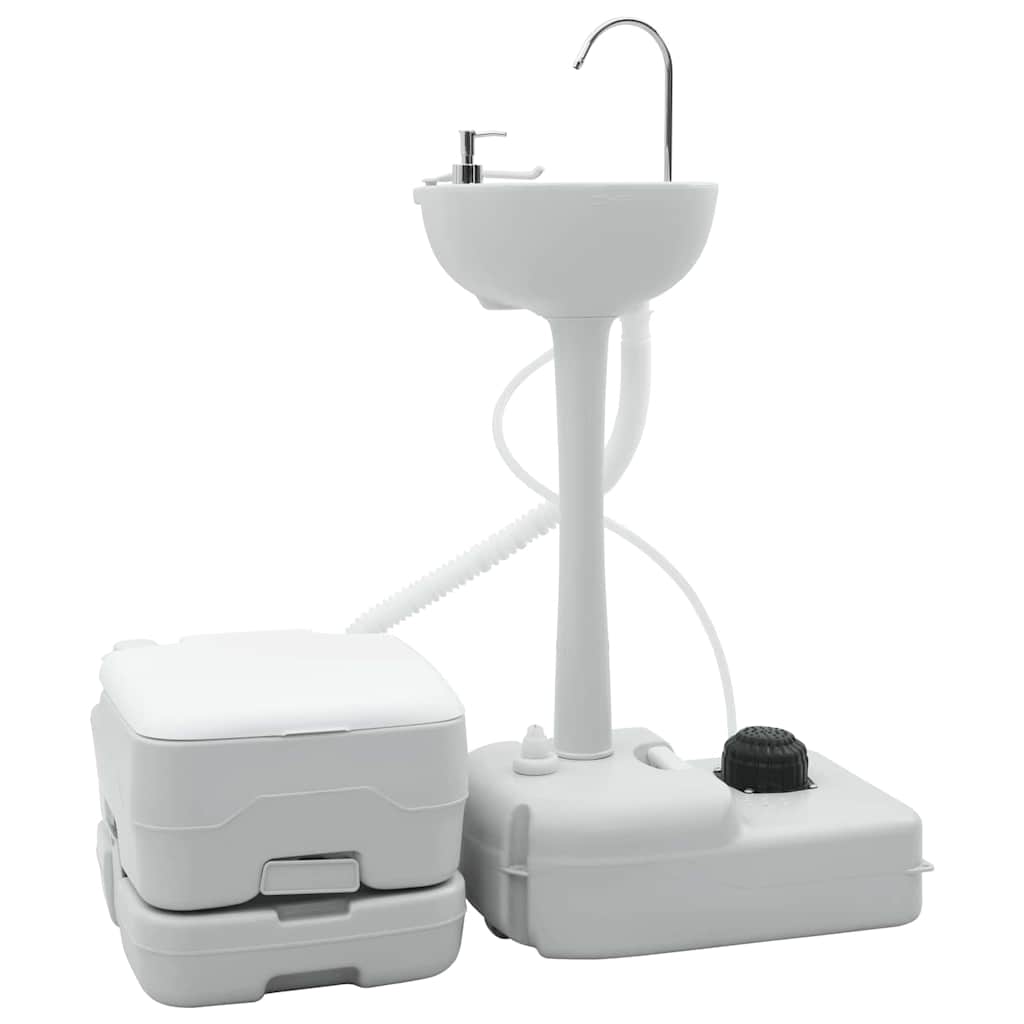 Vaso Sanitário de Camping 2 pcs Cinza e Branco