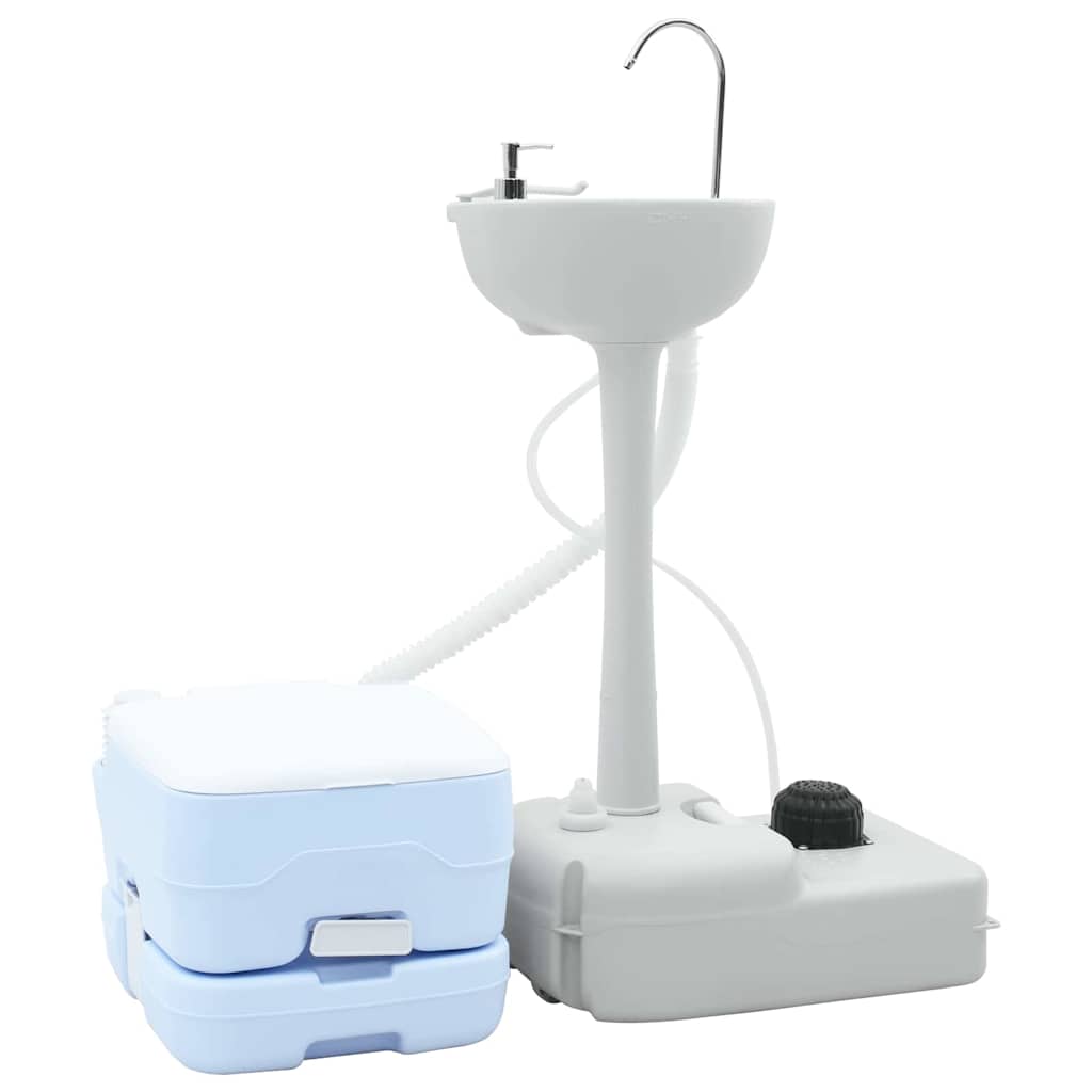 Vaso Sanitário de Camping 2 pcs Azul e Branco