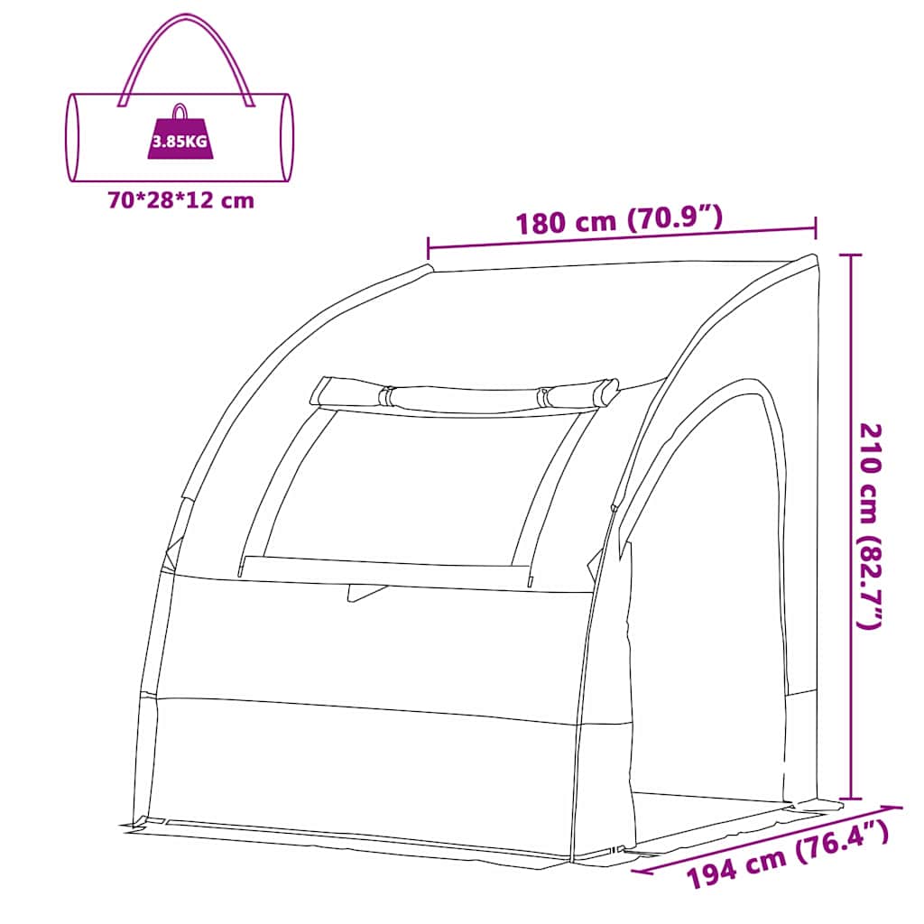 Barraca com telhado Verde e Preto 194 x 180 x 210 cm Poliéster