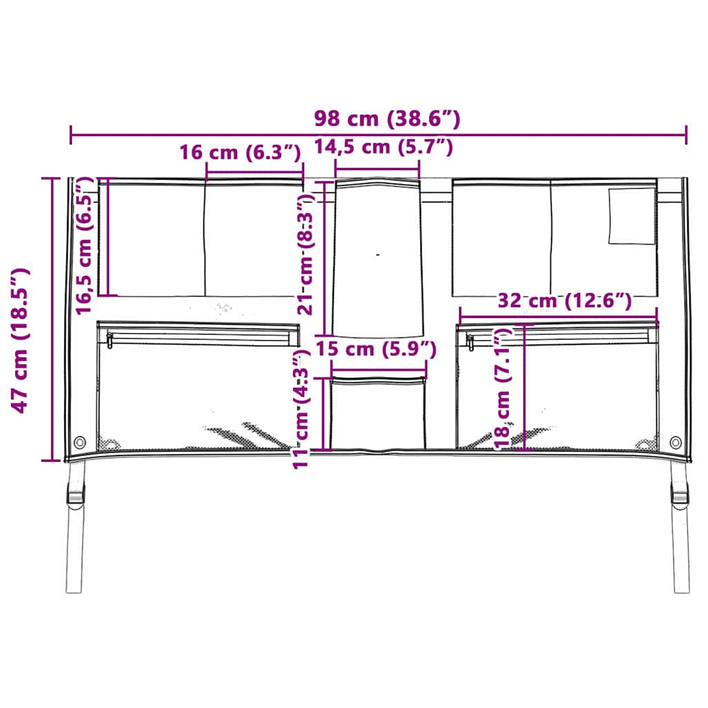 Bolsa de Armazenamento Preto e Azul 98 x 47 cm Oxford