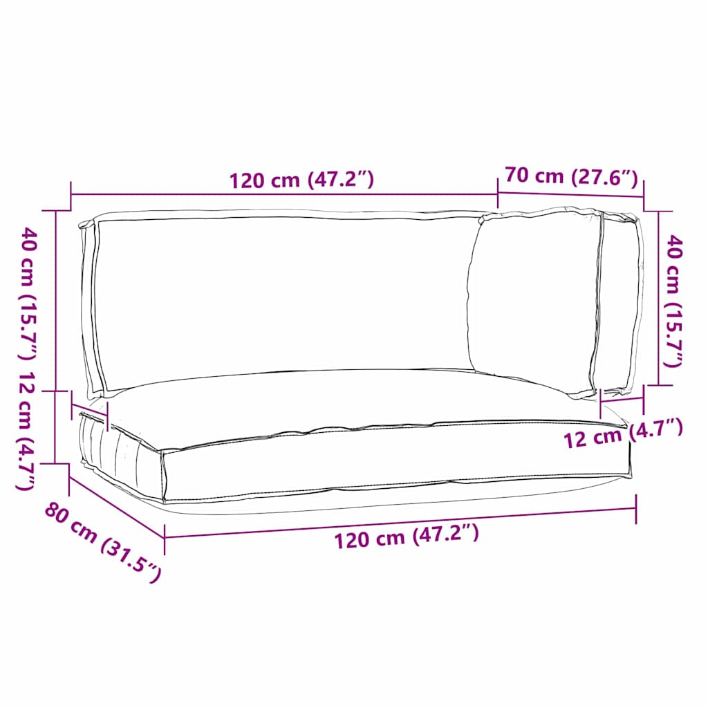 Conjunto de Almofadas para Palete 3 pcs Cinzeto Tecido Oxford