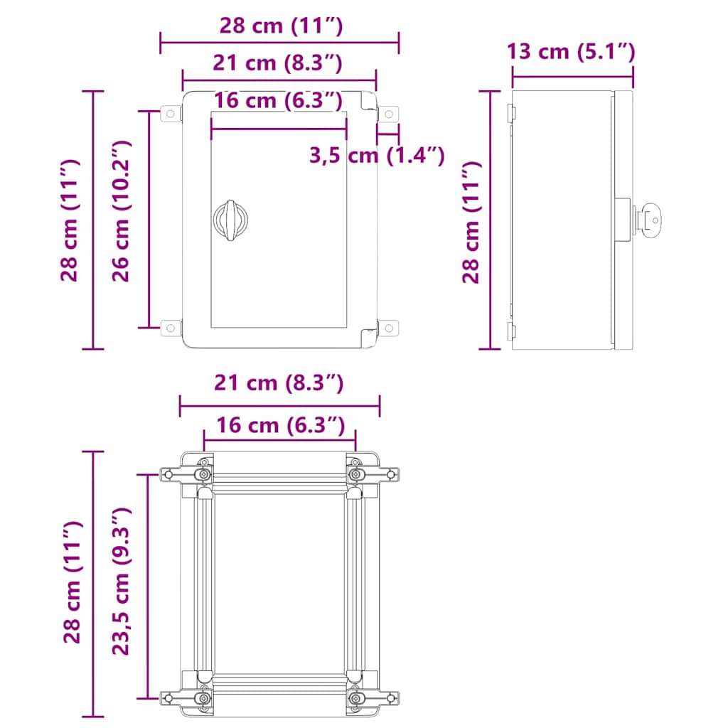 Armário de Controle Cinzeto 21 x 13 x 28 cm Plástico ABS