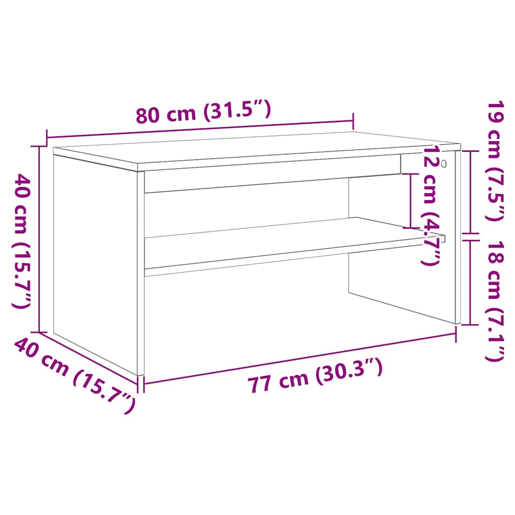 Móvel de TV 80x40x40 cm contraplacado branco