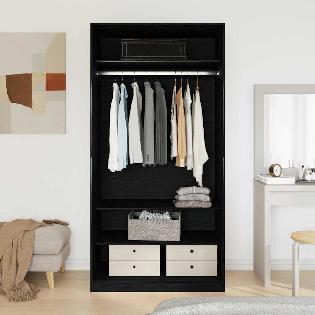 Guarda-roupa com prateleira Carvalho preto 100 x 50 x 200 cm