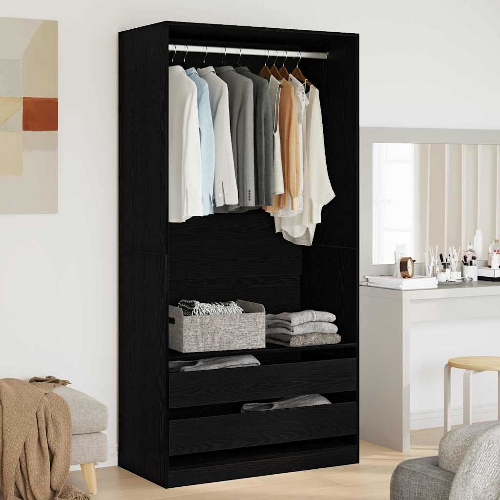 Guarda-roupa com gaveta Carvalho preto 100 x 50 x 200 cm