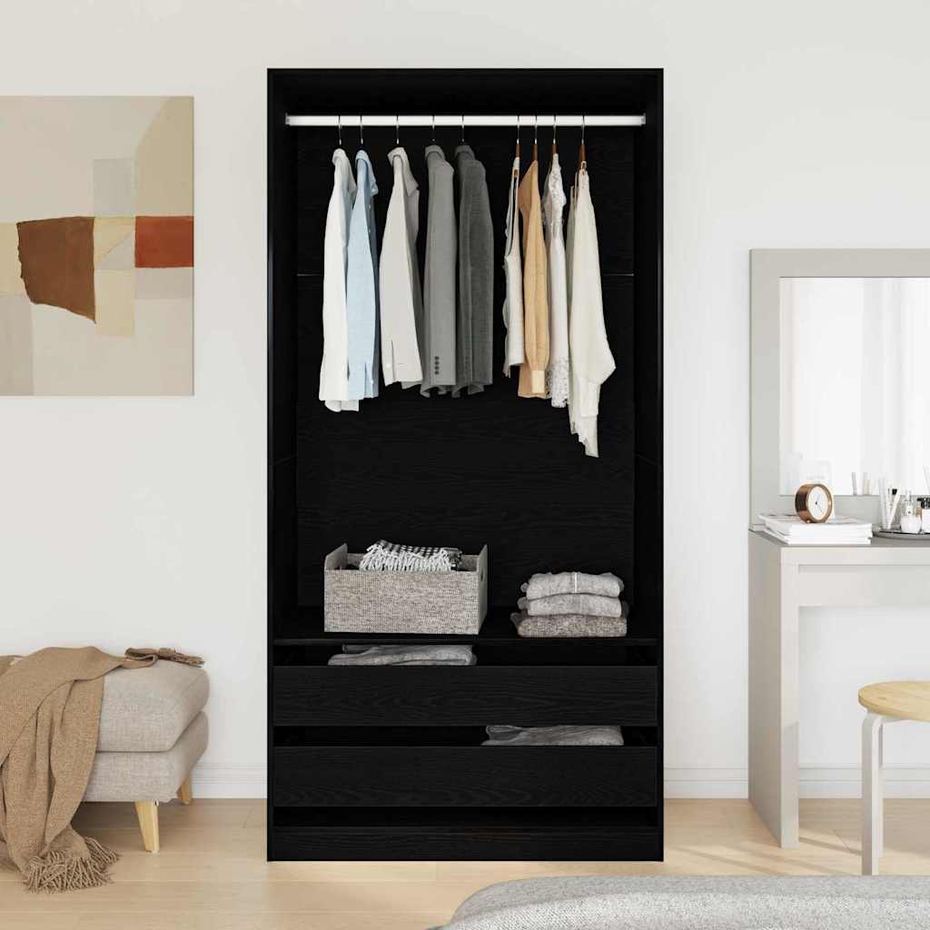 Guarda-roupa com gaveta Carvalho preto 100 x 50 x 200 cm