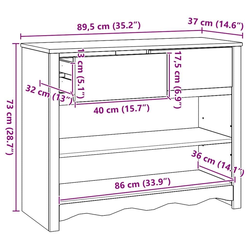 Aparador com gaveta Drammen Branco 89.5 x 37 x 73 cm