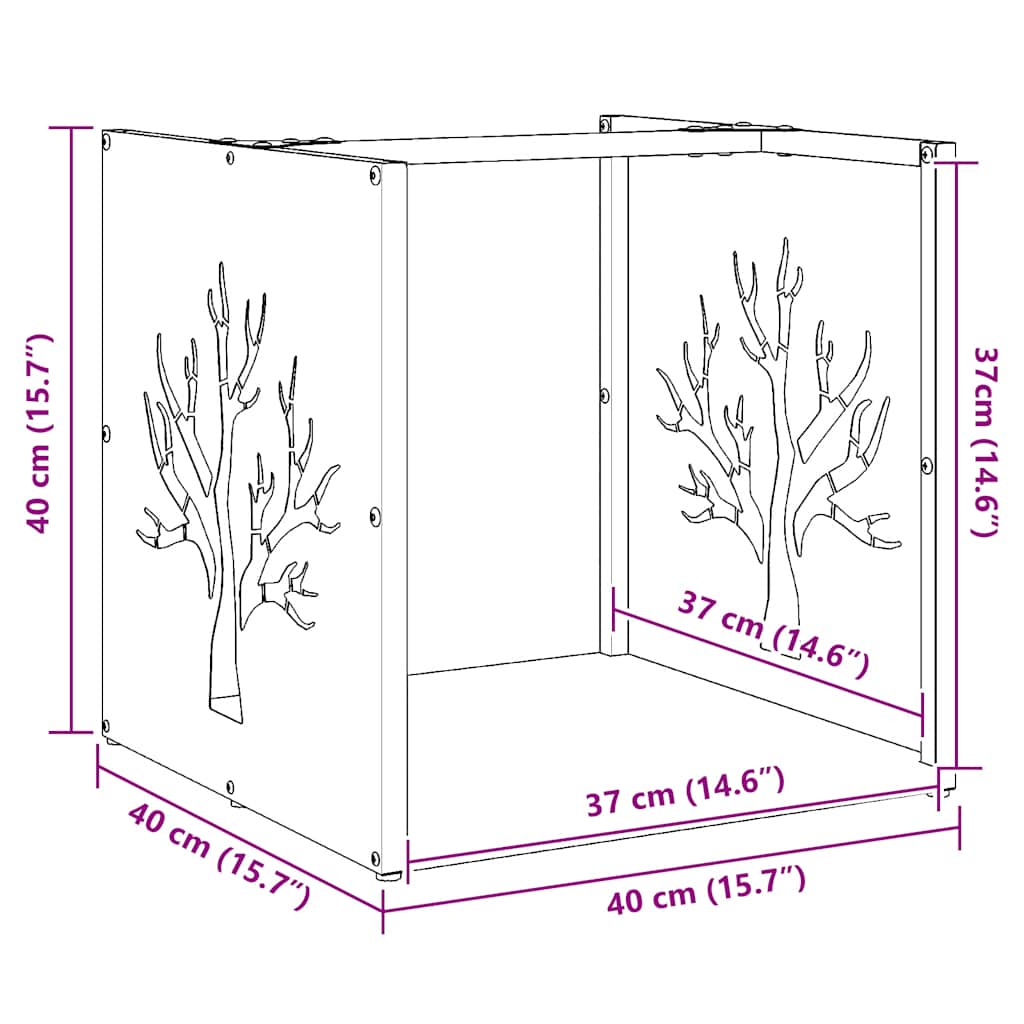 Suporte para lenha 40x40x40 cm aço laminado a frio antracite