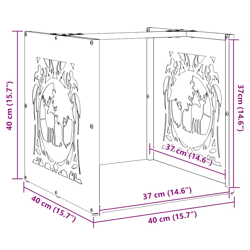 Suporte para lenha 40x40x40 cm aço laminado a frio antracite