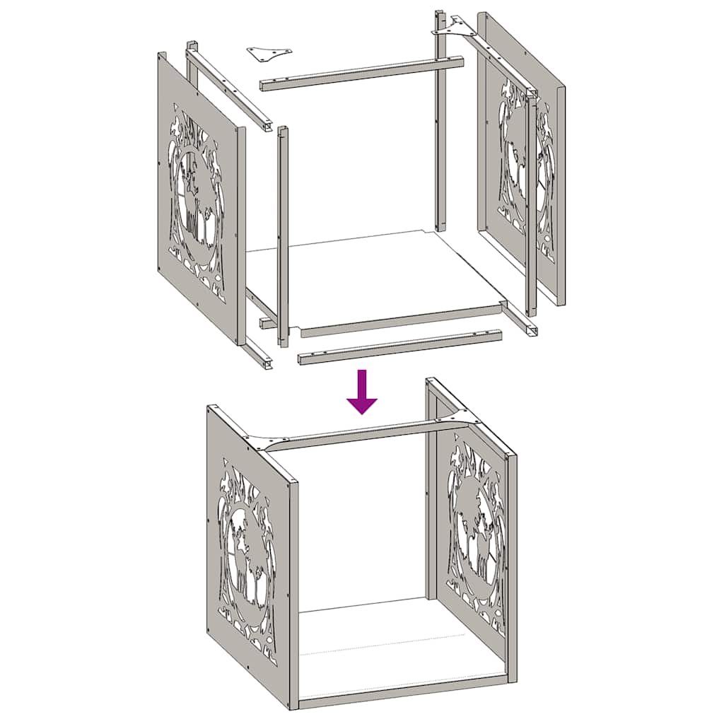 Rack Lenha 40x40x40 cm aço resistente às intempéries