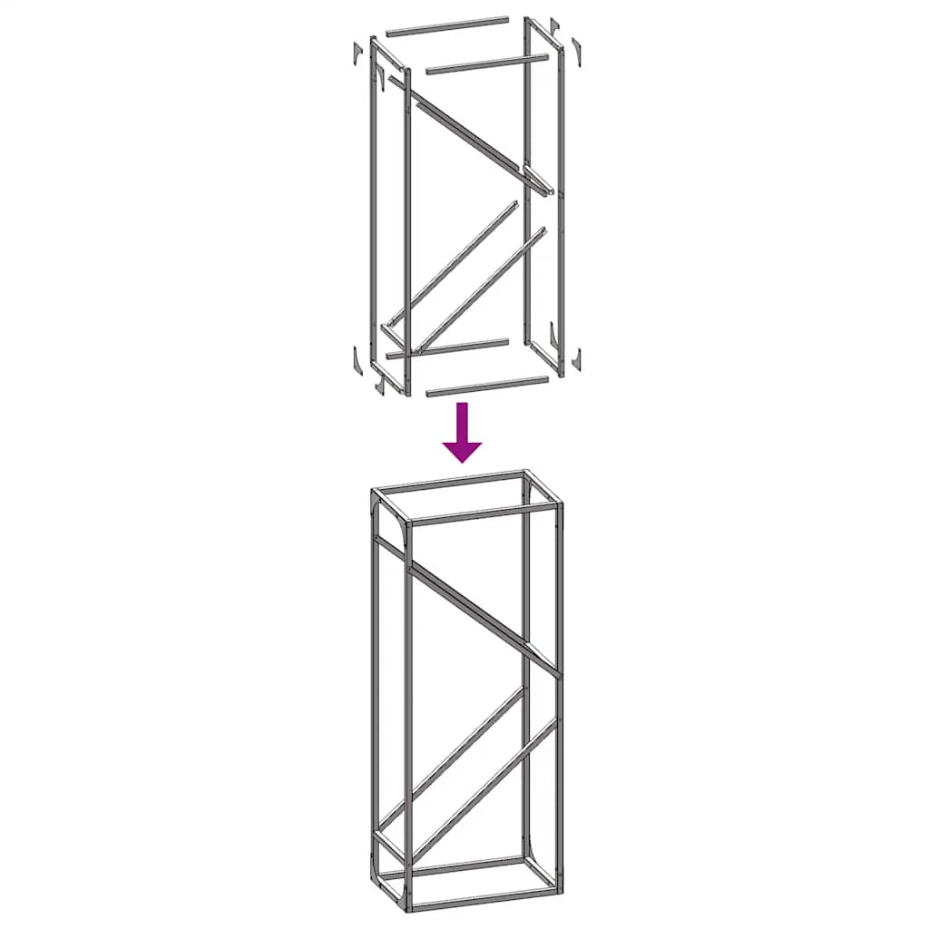 Suporte para lenha 40x25x100 cm aço laminado a frio antracite