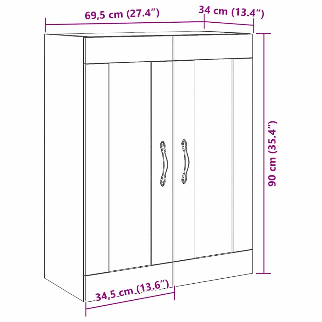 Estante de Parede Madeira antiga 69.5 x 34 x 90 cm
