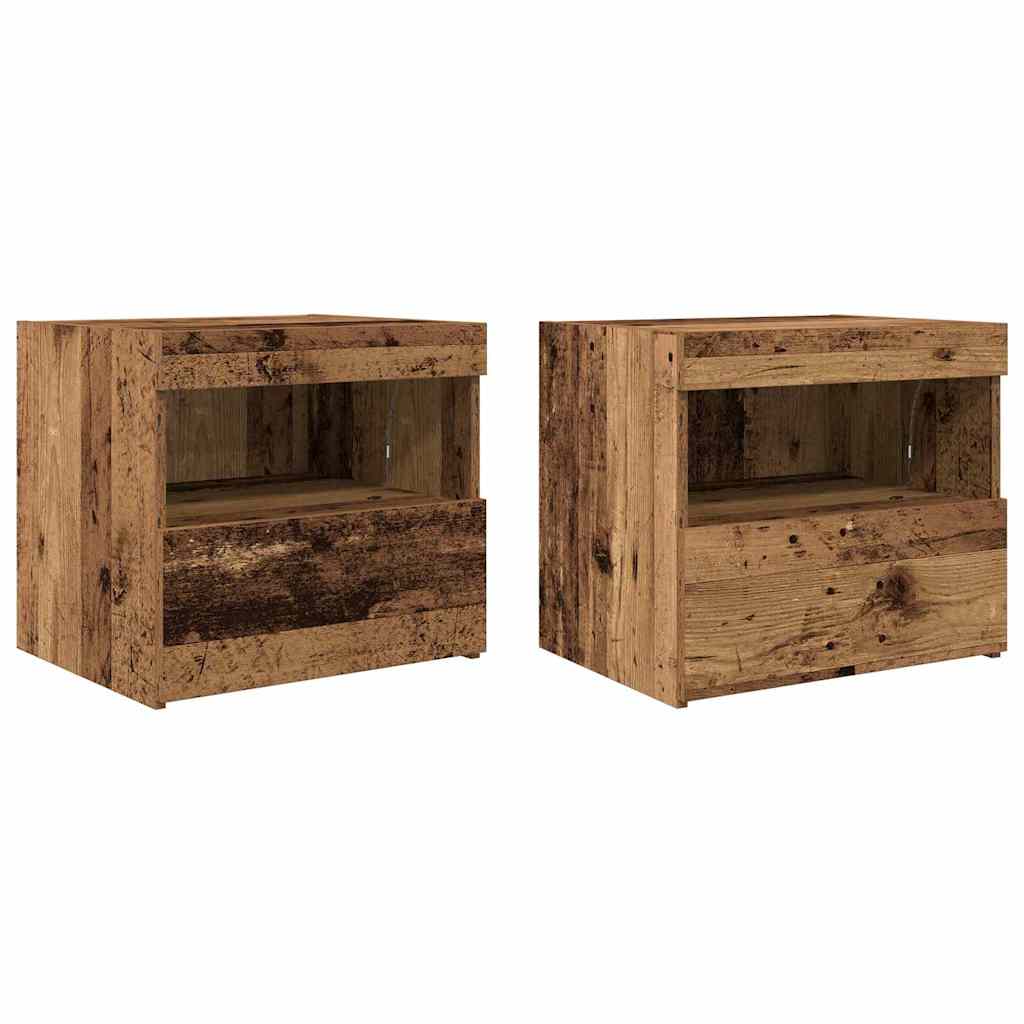 Gabinete de Cabeceira 2 pcs Madeira antiga 50 x 40 x 45 cm