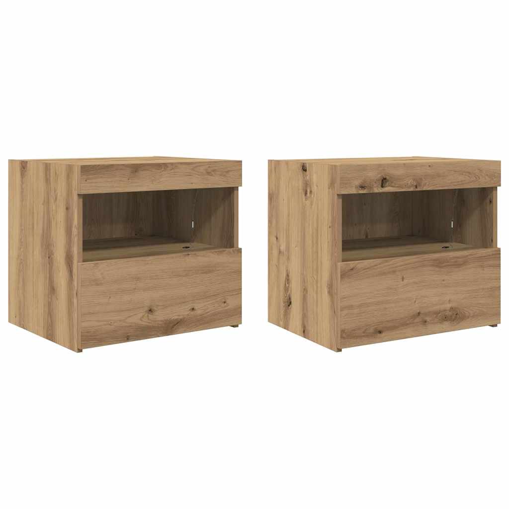 Gabinete de Cabeceira 2 pcs carvalho artisiano 50 x 40 x 45 cm