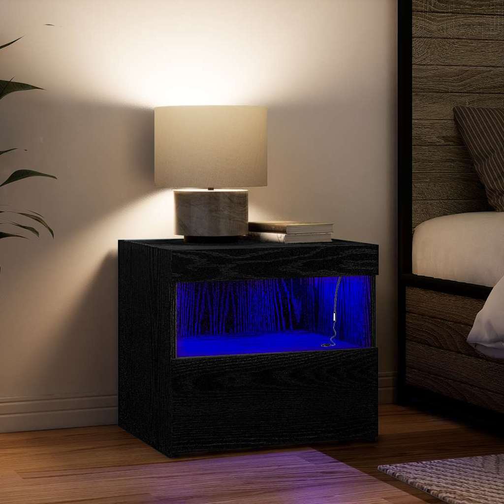 Gabinete de Cabeceira 2 pcs Carvalho preto 50 x 40 x 45 cm