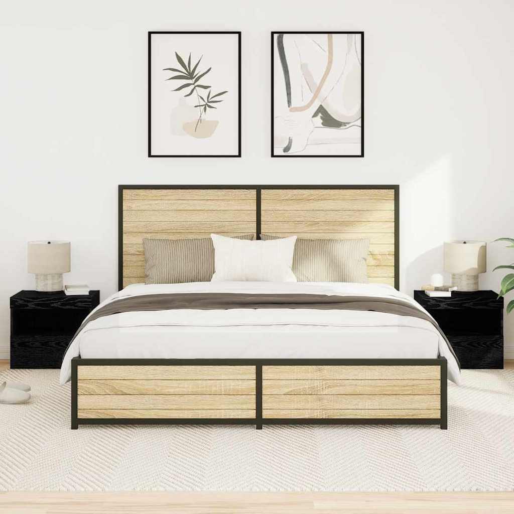 Gabinete de Cabeceira 2 pcs Carvalho preto 50 x 40 x 45 cm