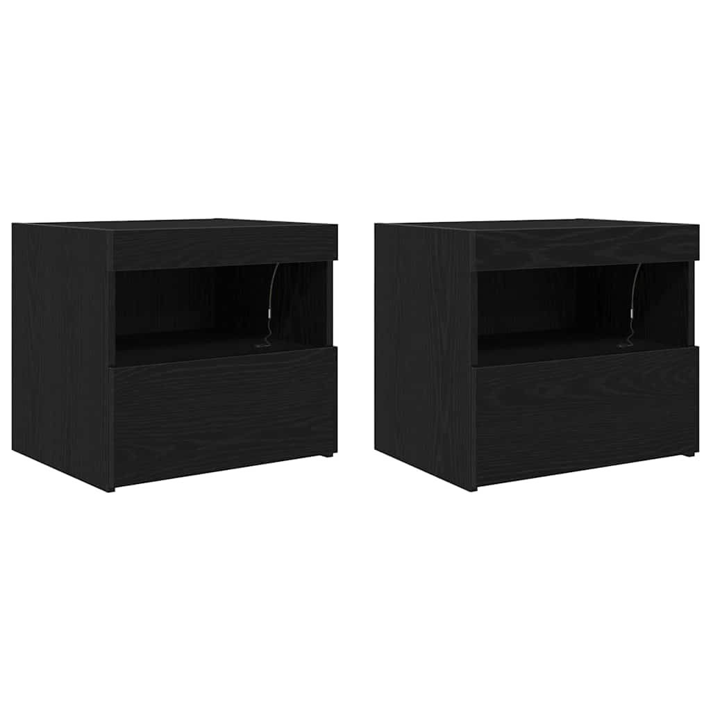Gabinete de Cabeceira 2 pcs Carvalho preto 50 x 40 x 45 cm