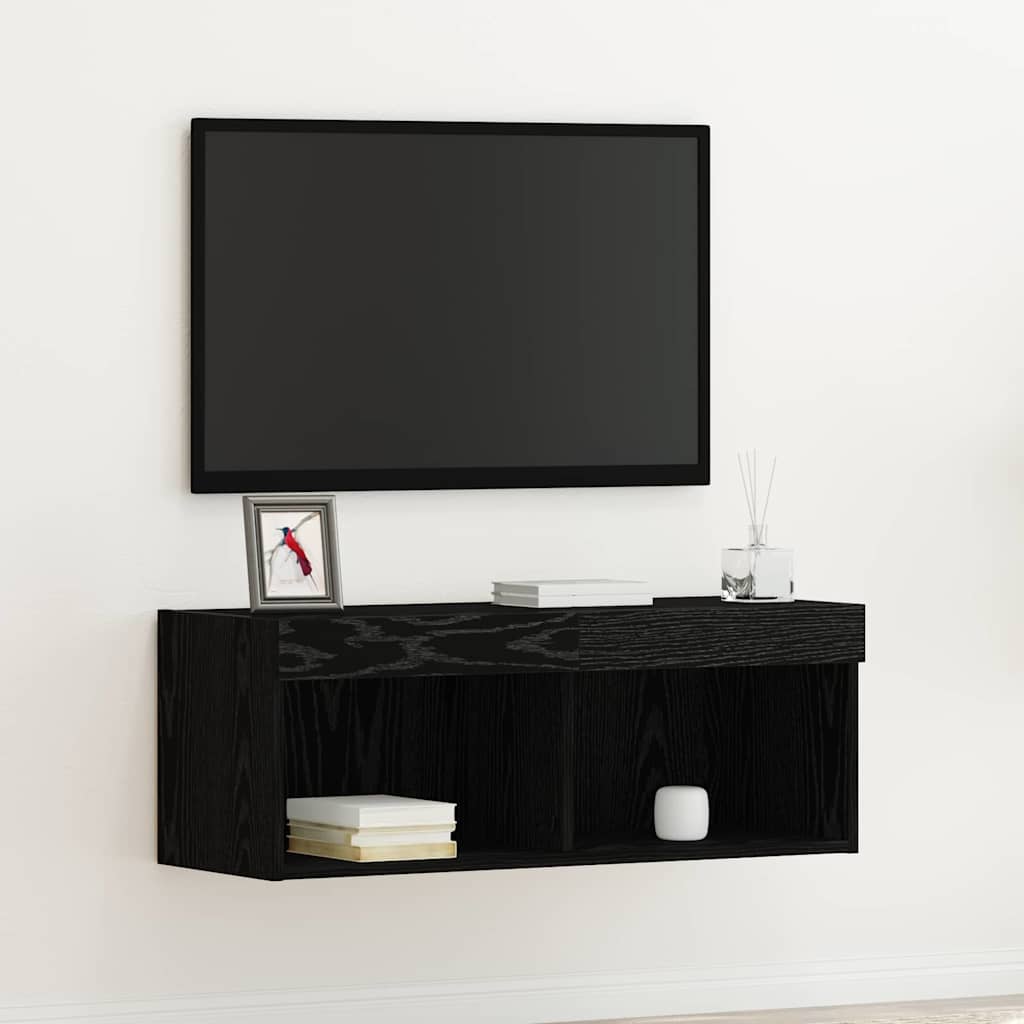 Conjunto de móvel de TV Carvalho Preto 80 x 30 x 30 cm