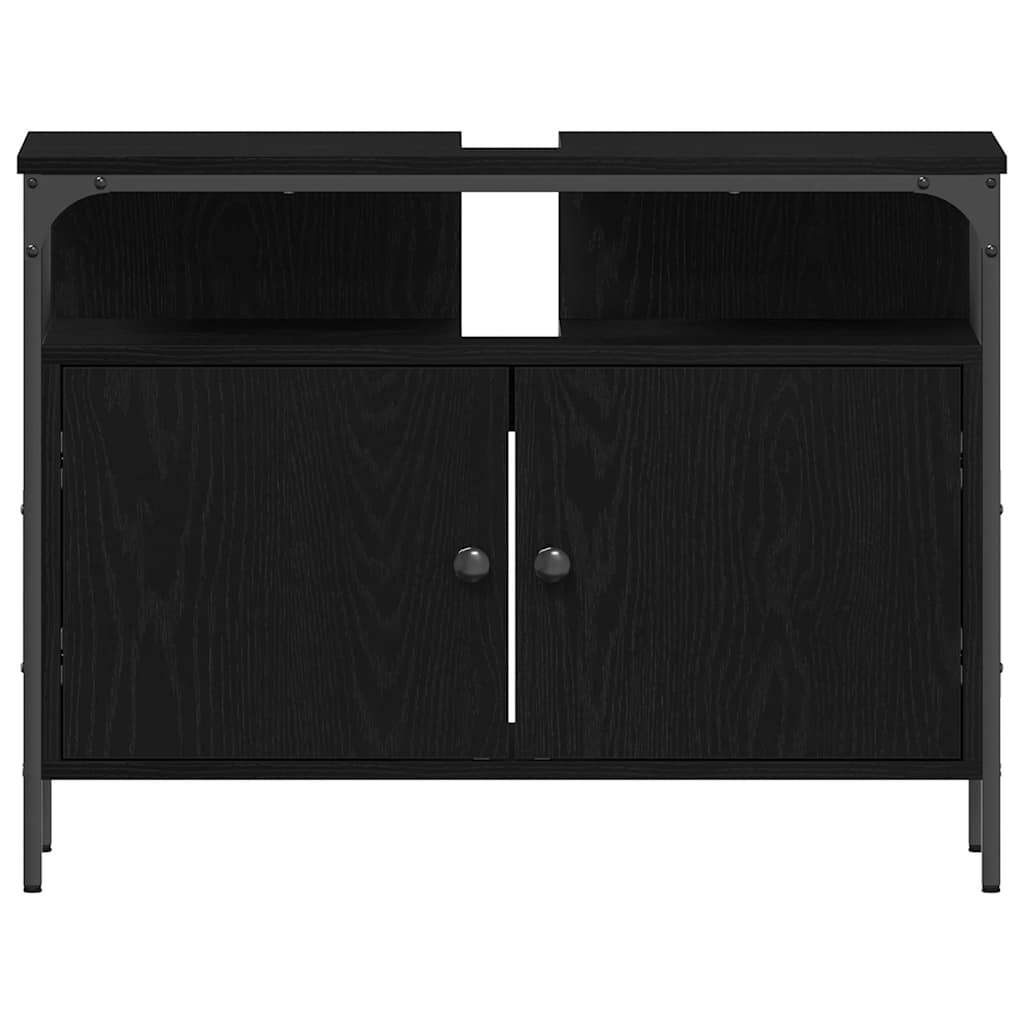 Armário para lavatório de casa de banho Carvalho preto