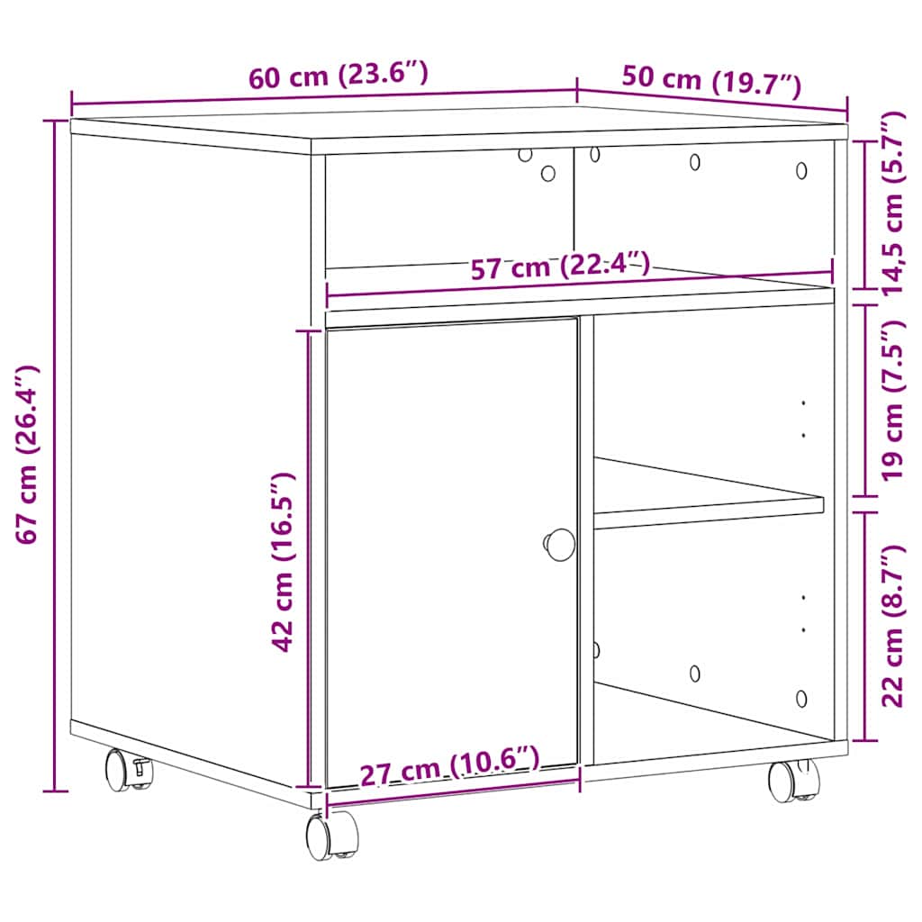 Suporte para Impressora Madeira antiga 60 x 50 x 67 cm