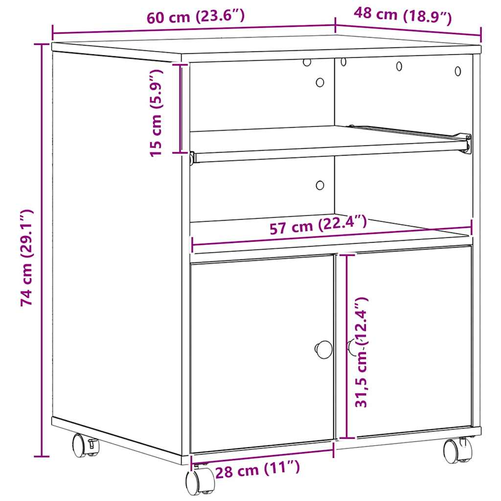 Suporte para Impressora Madeira antiga 60 x 48 x 74 cm