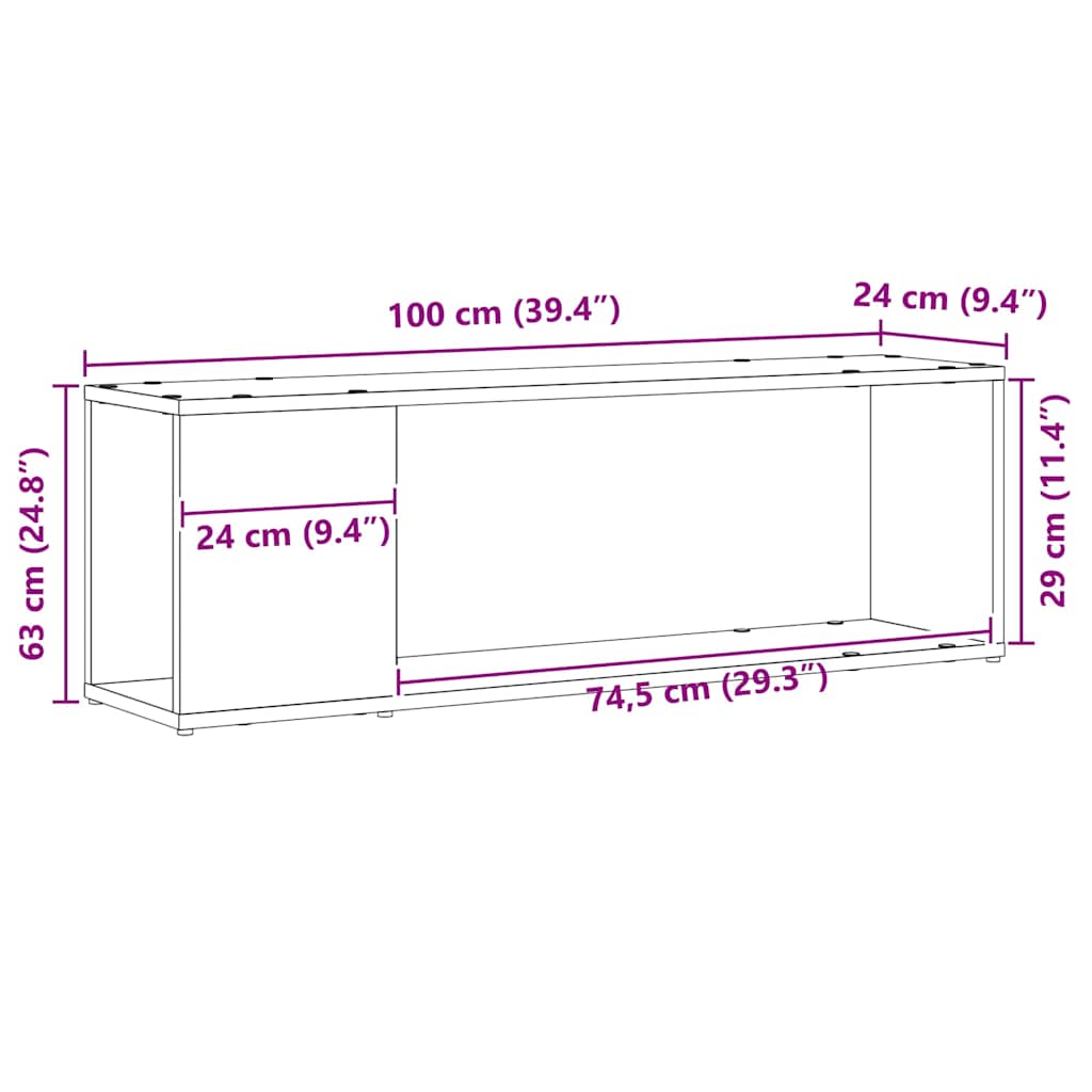 Conjunto de móvel de TV Preto 100 x 24 x 63 cm