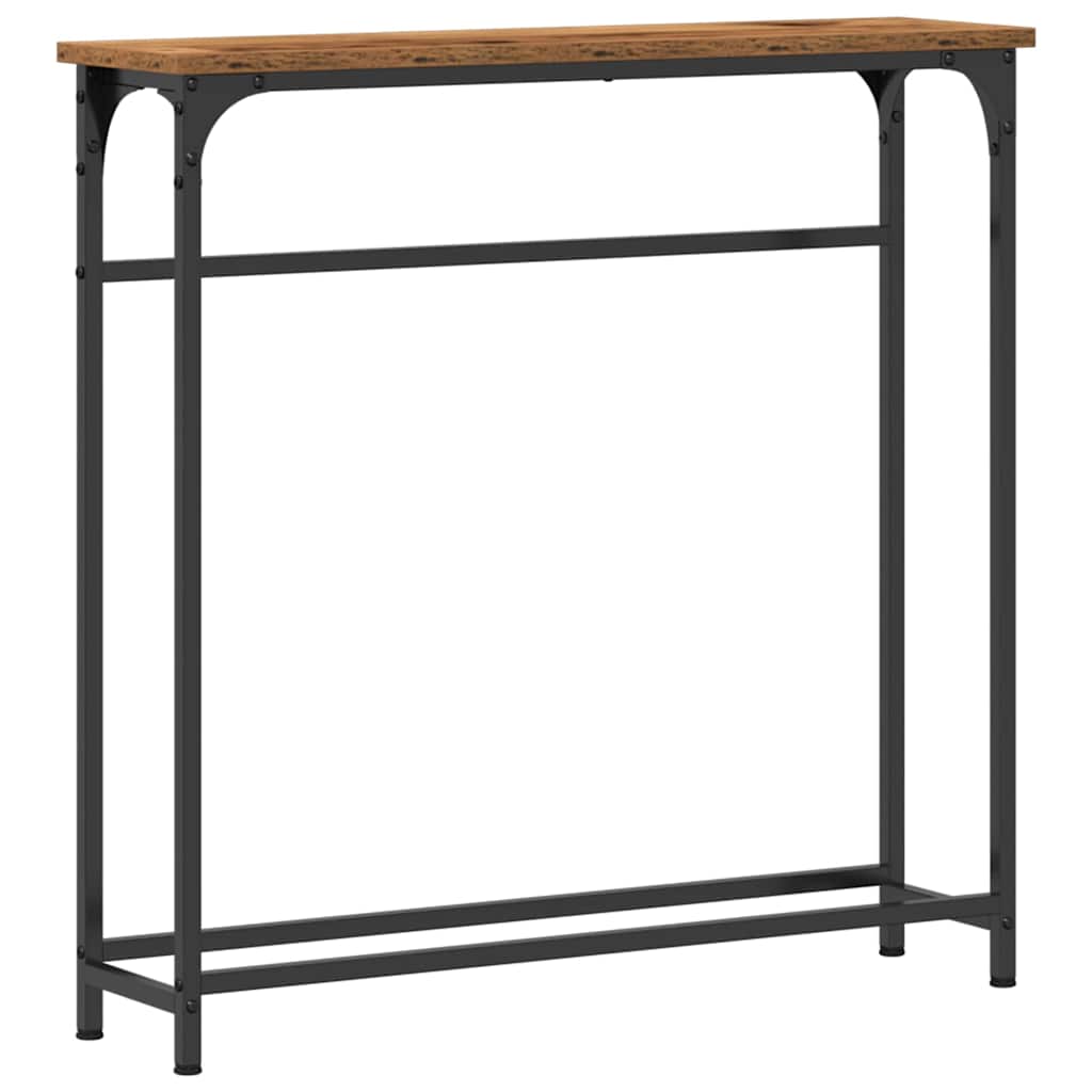 Mesa Console com prateleira Madeira Antiga 75 x 19,5 x 75 cm