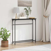 Mesa Console com prateleira Carvalho preto 75 x 19,5 x 75 cm