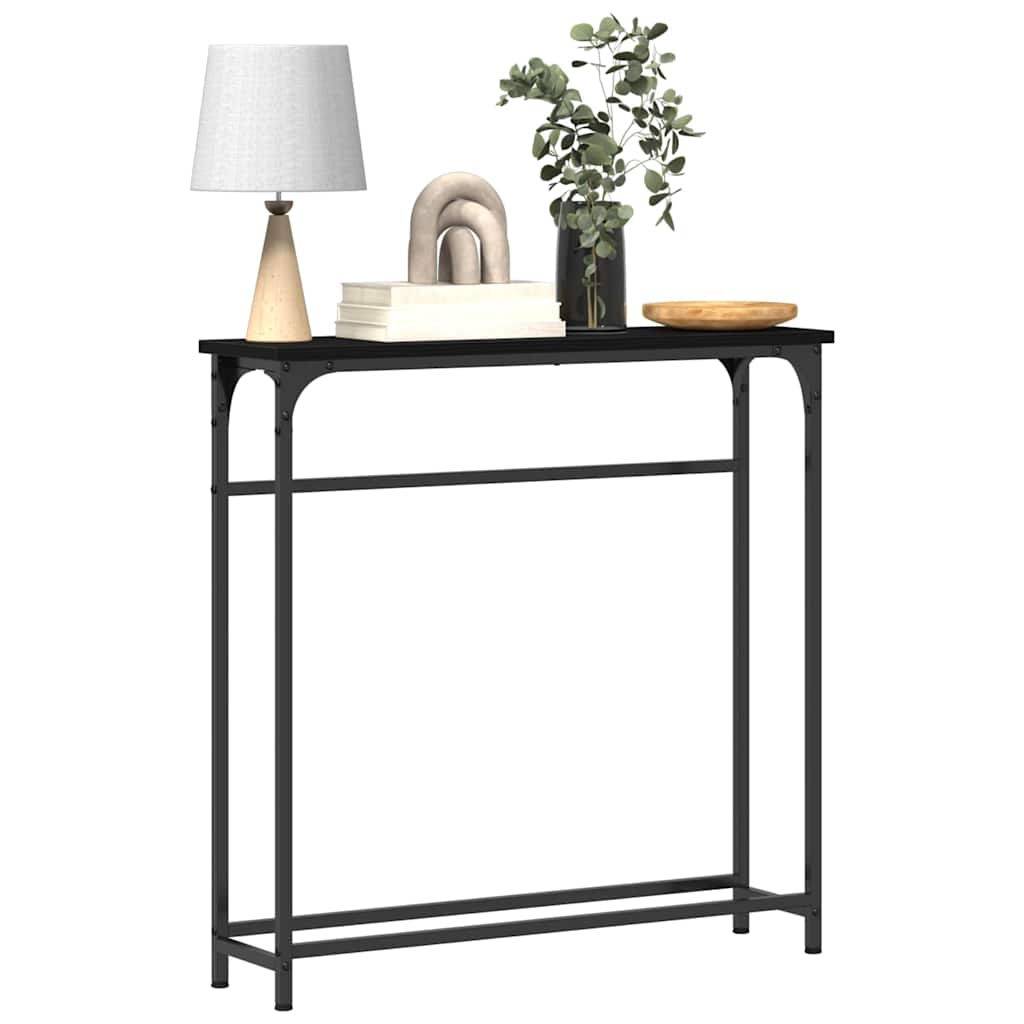 Mesa Console com prateleira Carvalho preto 75 x 19,5 x 75 cm