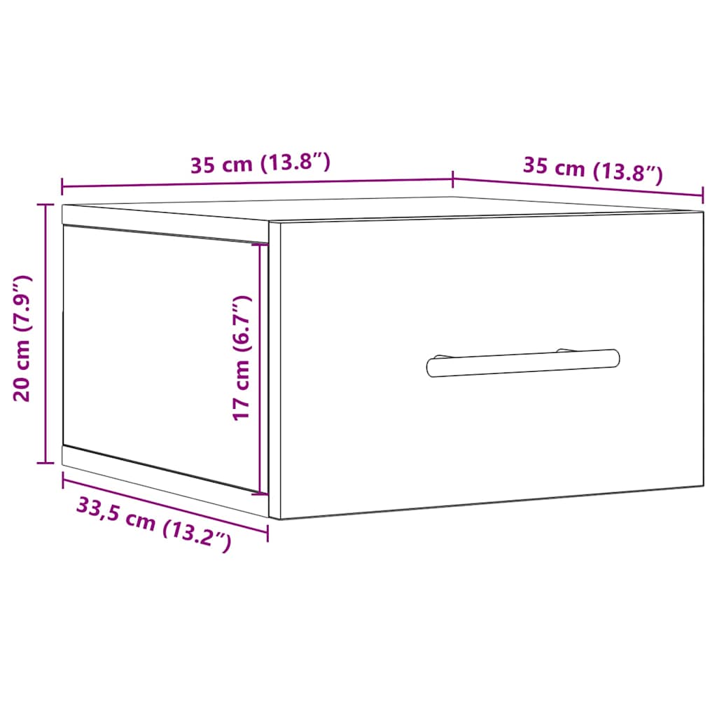 Armário de Cabeceira carvalho artisiano 35 x 35 x 20 cm