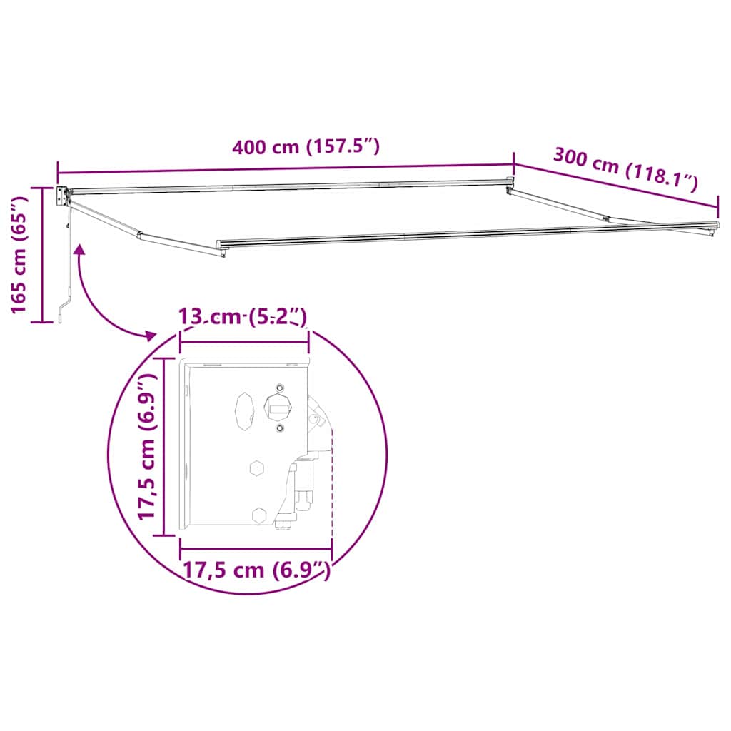Toldo Retrátil laranja e castanho 400 × 300 cm Poliéster