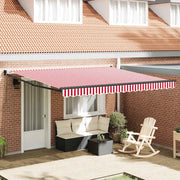 Toldo Retrátil Vermelho e branco 400 × 300 cm Poliéster